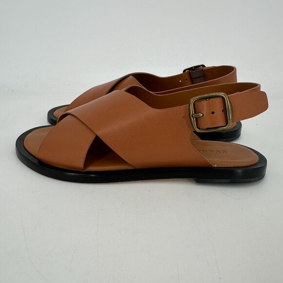 Everlane The City Crossover Sandals sz 5 Desert Tan Leather Ankle Strap Buckle - Picture 7 of 11
